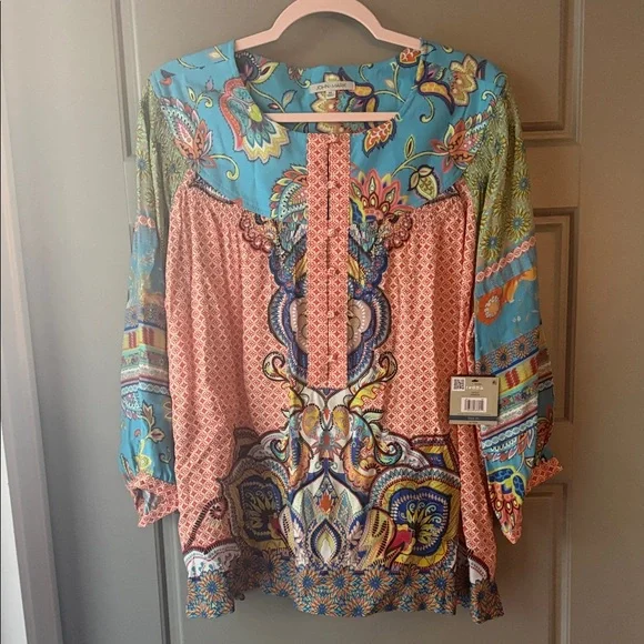 NWT John Mark Vibrant Multicolor Blouse - Picture 1 of 4